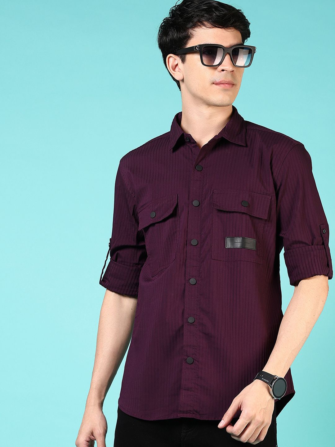 

V-Mart Men Opaque Casual Shirt, Purple