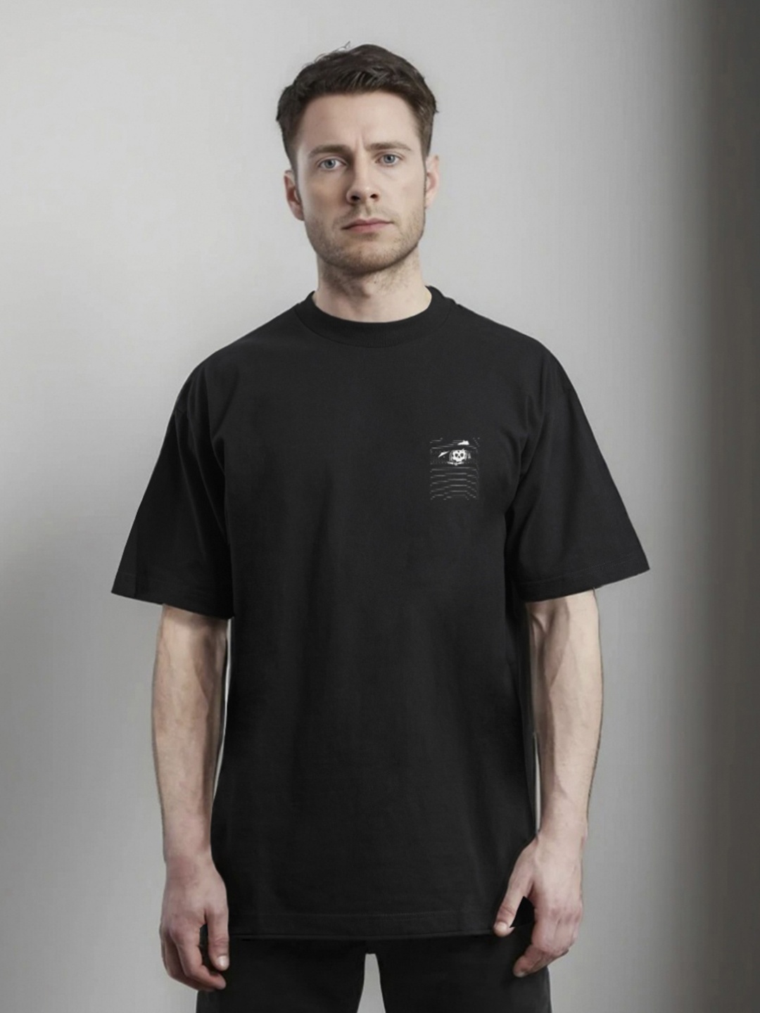 

Moda Rapido Men Printed Applique T-shirt, Black