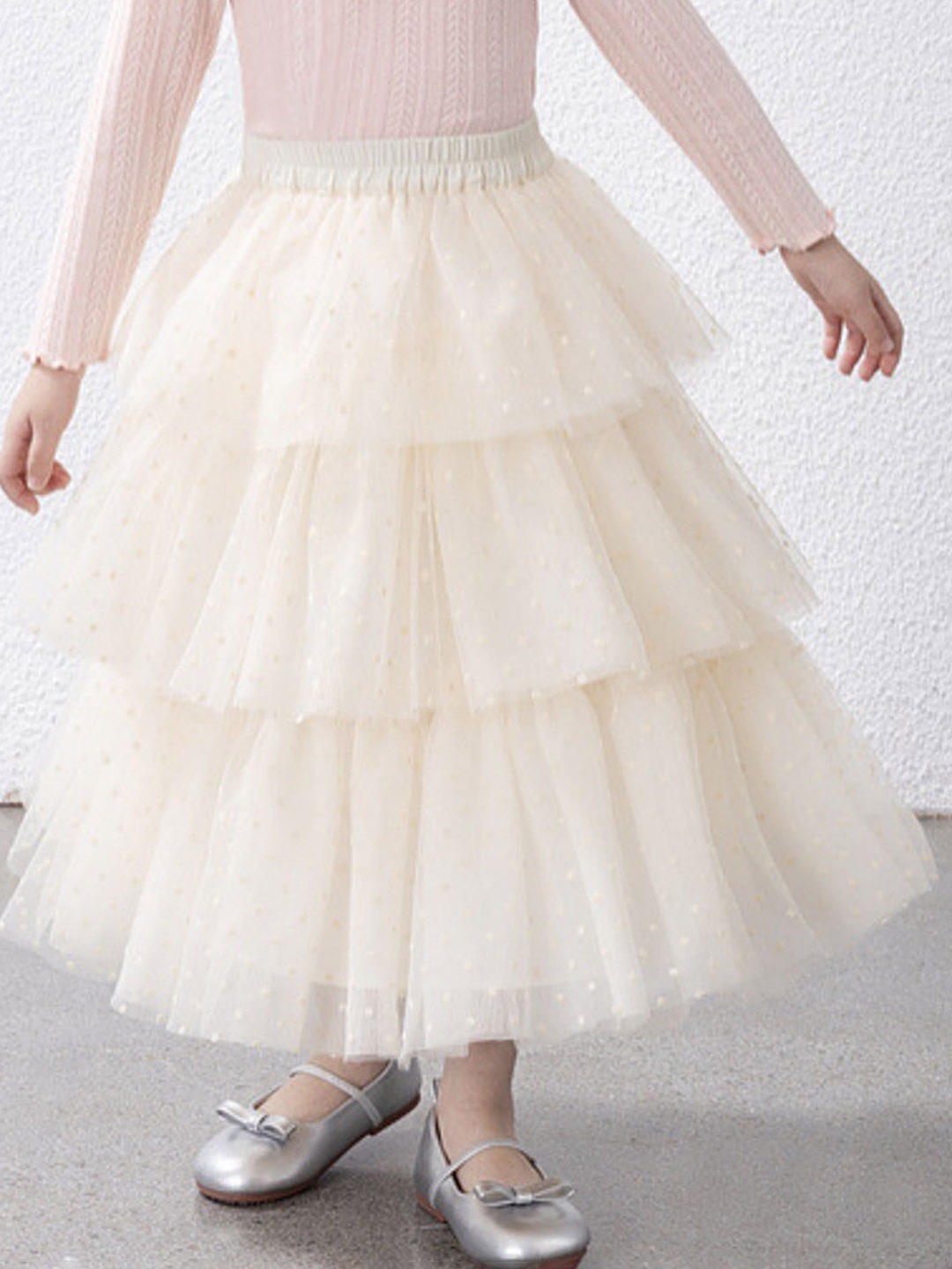 

LULU & SKY Girls Tiered Maxi Skirt, Beige