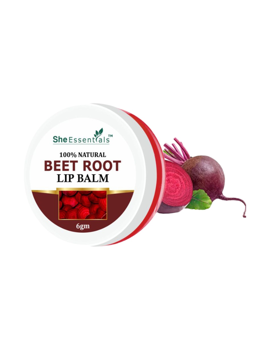 

She Essentials 100% Natural Beetroot Lip Balm - 6g, White