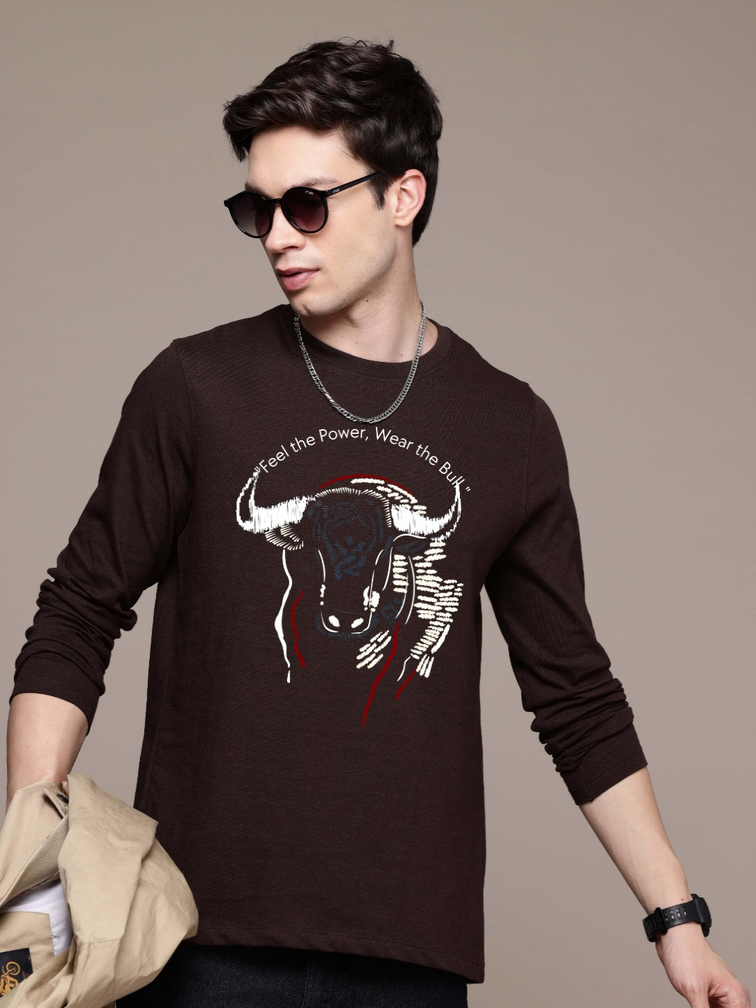 

Moda Rapido Men Printed T-shirt, Coffee brown