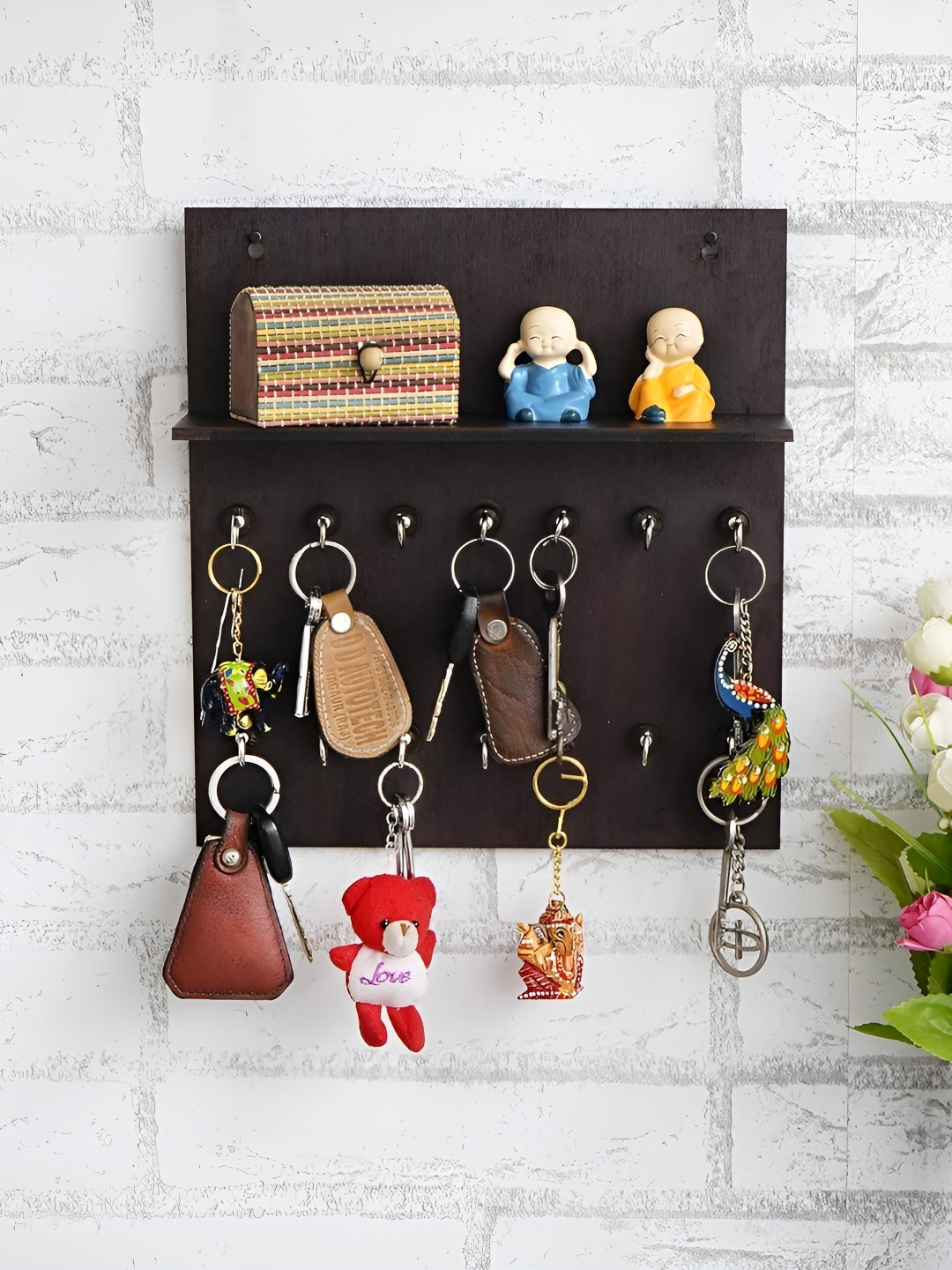 

Webelkart Brown Wooden 14-Hooks Key Holder