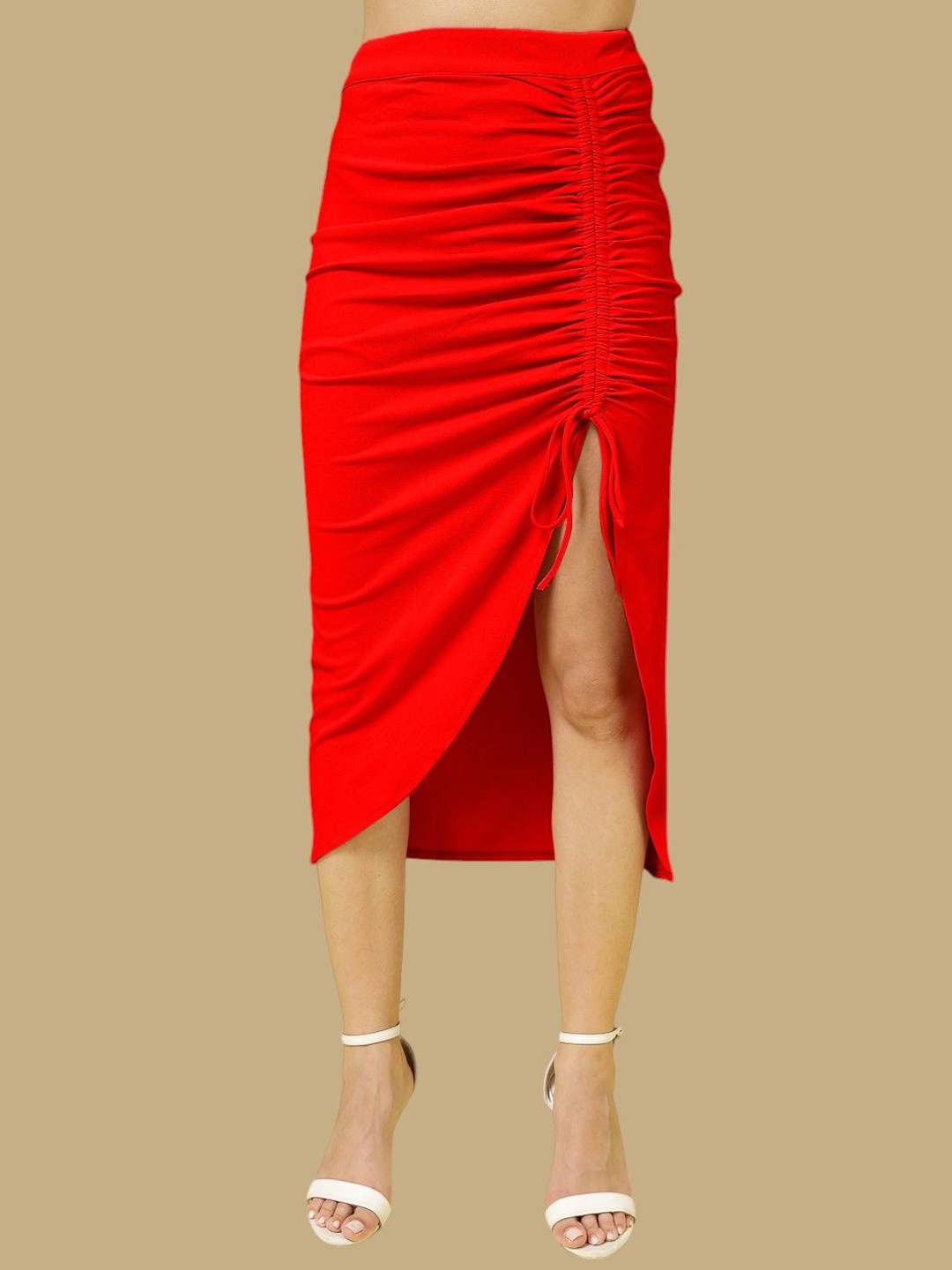 

Chemistry Tiered Midi Skirt, Red