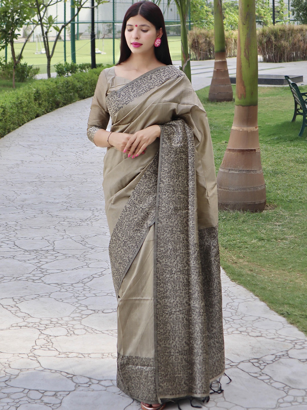 

Divyadham Textiles Pure Silk Banarasi Saree, Grey
