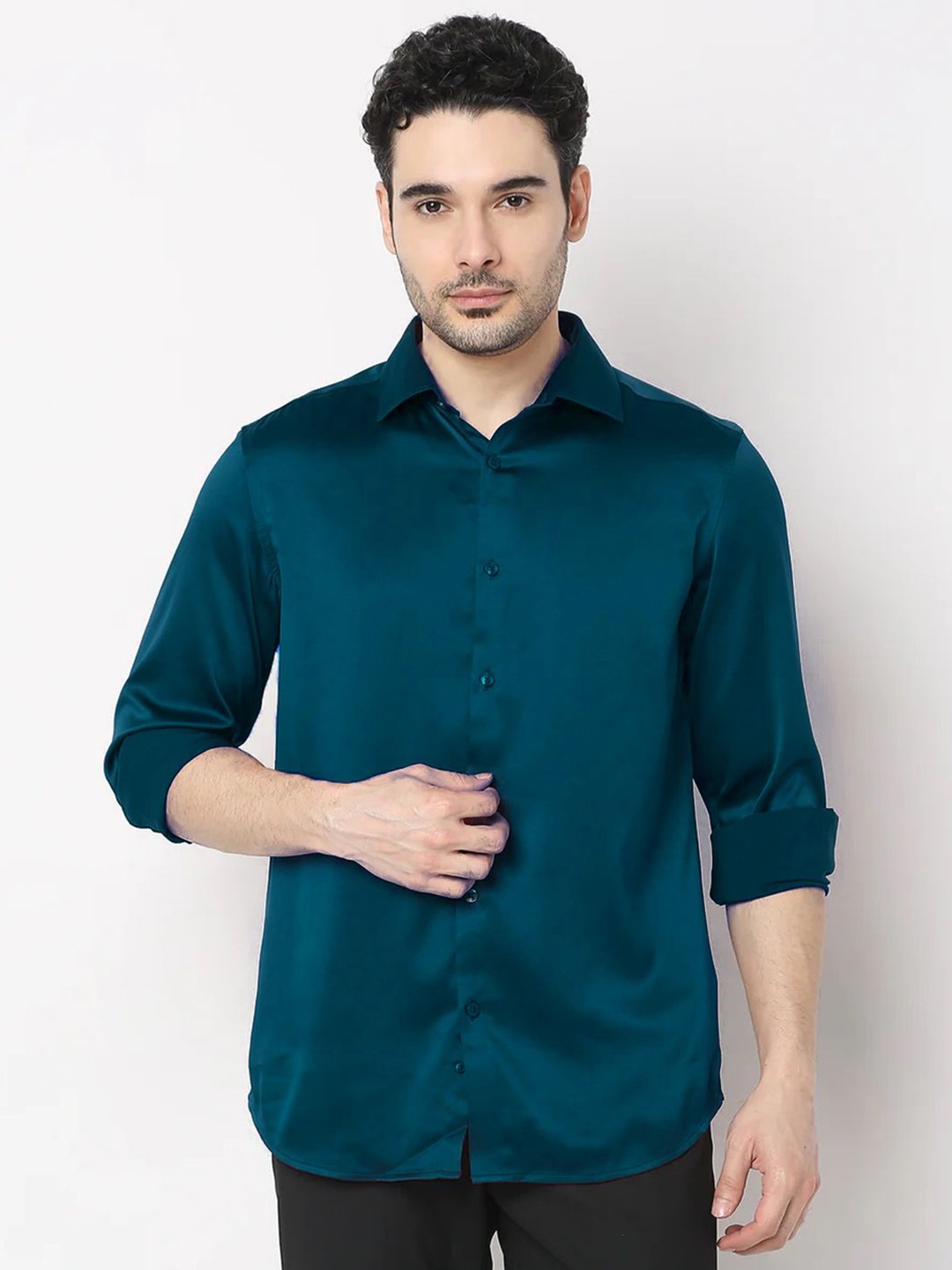 

SOLSTICE Men Comfort Opaque Party Shirt, Turquoise blue