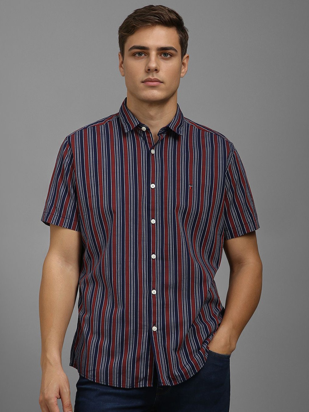 

Louis Philippe Jeans Men Slim Fit Opaque Striped Casual Shirt, Multi