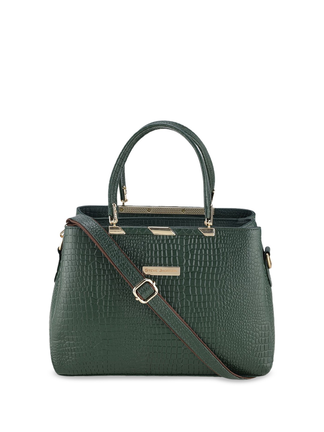 

Steve Jhonson Leather Structured Shoulder Bag, Green