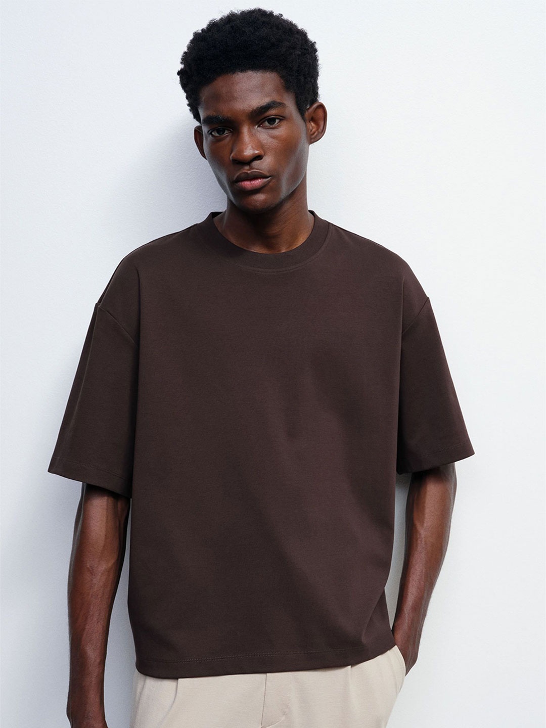 

H&M Loose Fit Boxy-Style T-shirt, Brown