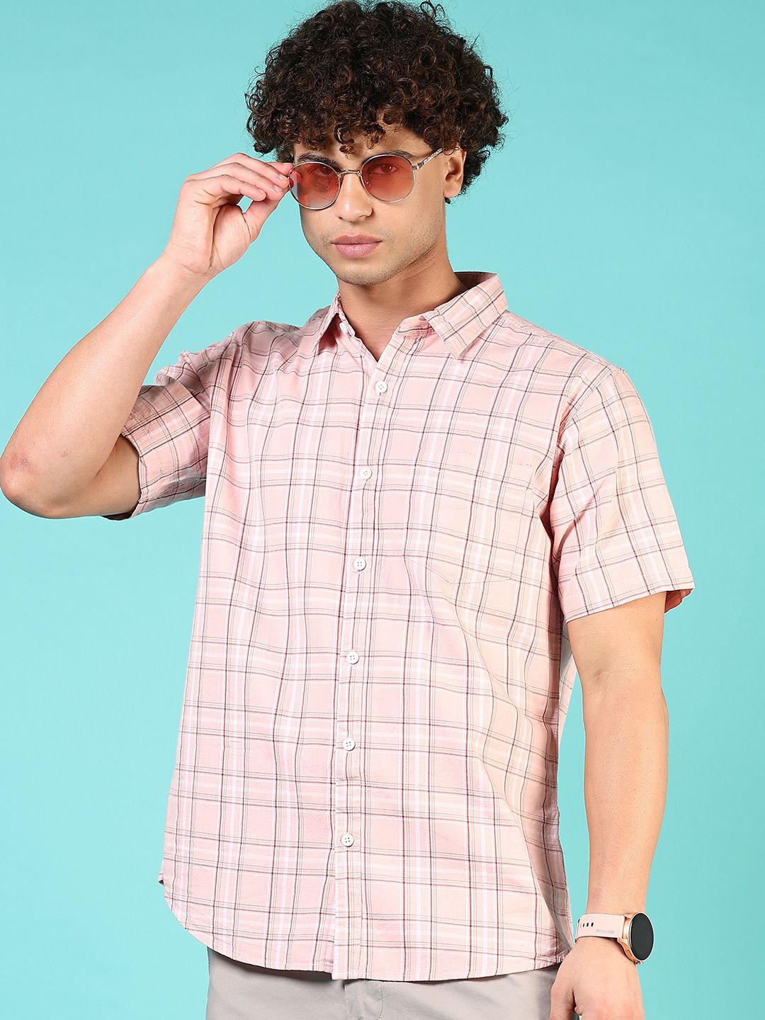 

V-Mart Men Opaque Checked Casual Shirt, Rust