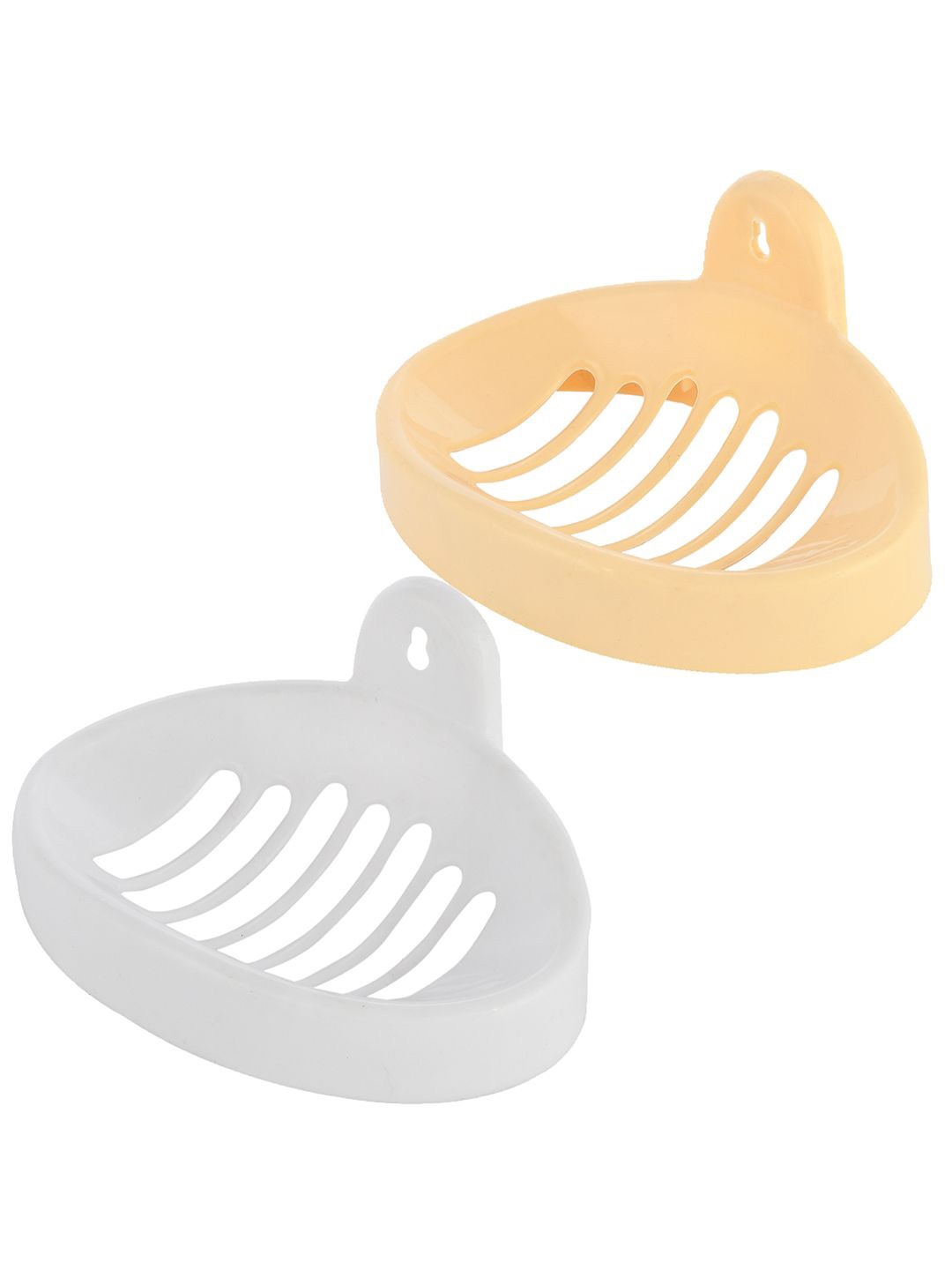 

Kuber Industries Cream-Coloured & White 2 piece Solid Plastic Soap Dish