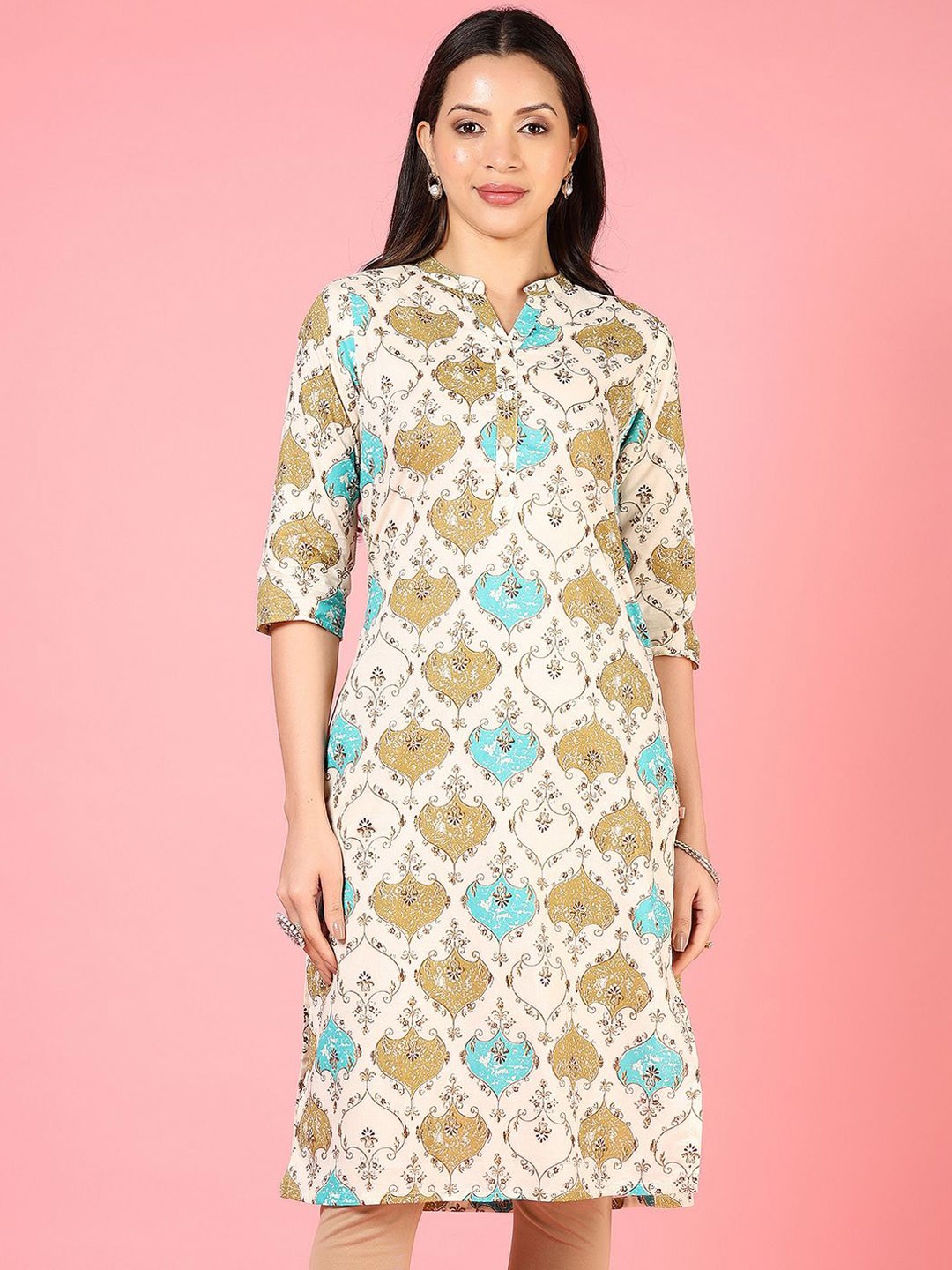 

V-Mart Women Printed Kurta, White
