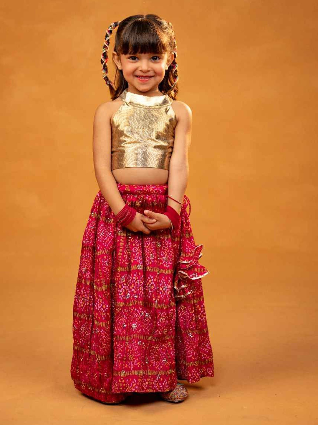 

Jilmil Girls Ready to Wear Lehenga &, Gold