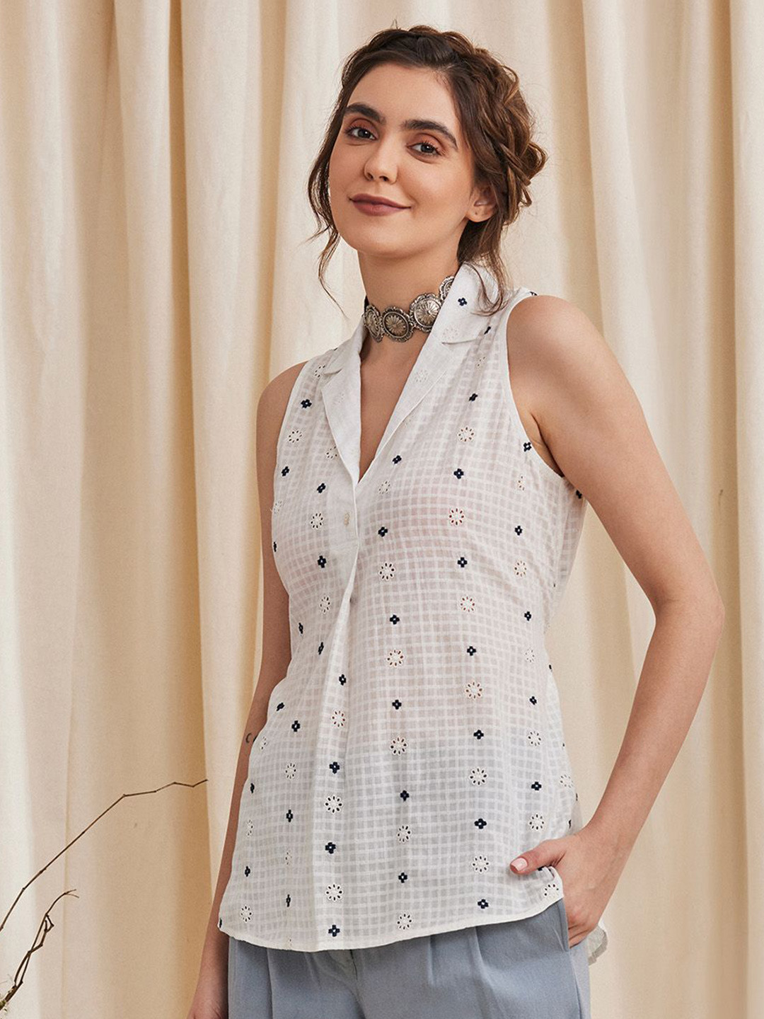 

B77 Striped Organic Cotton Top, White