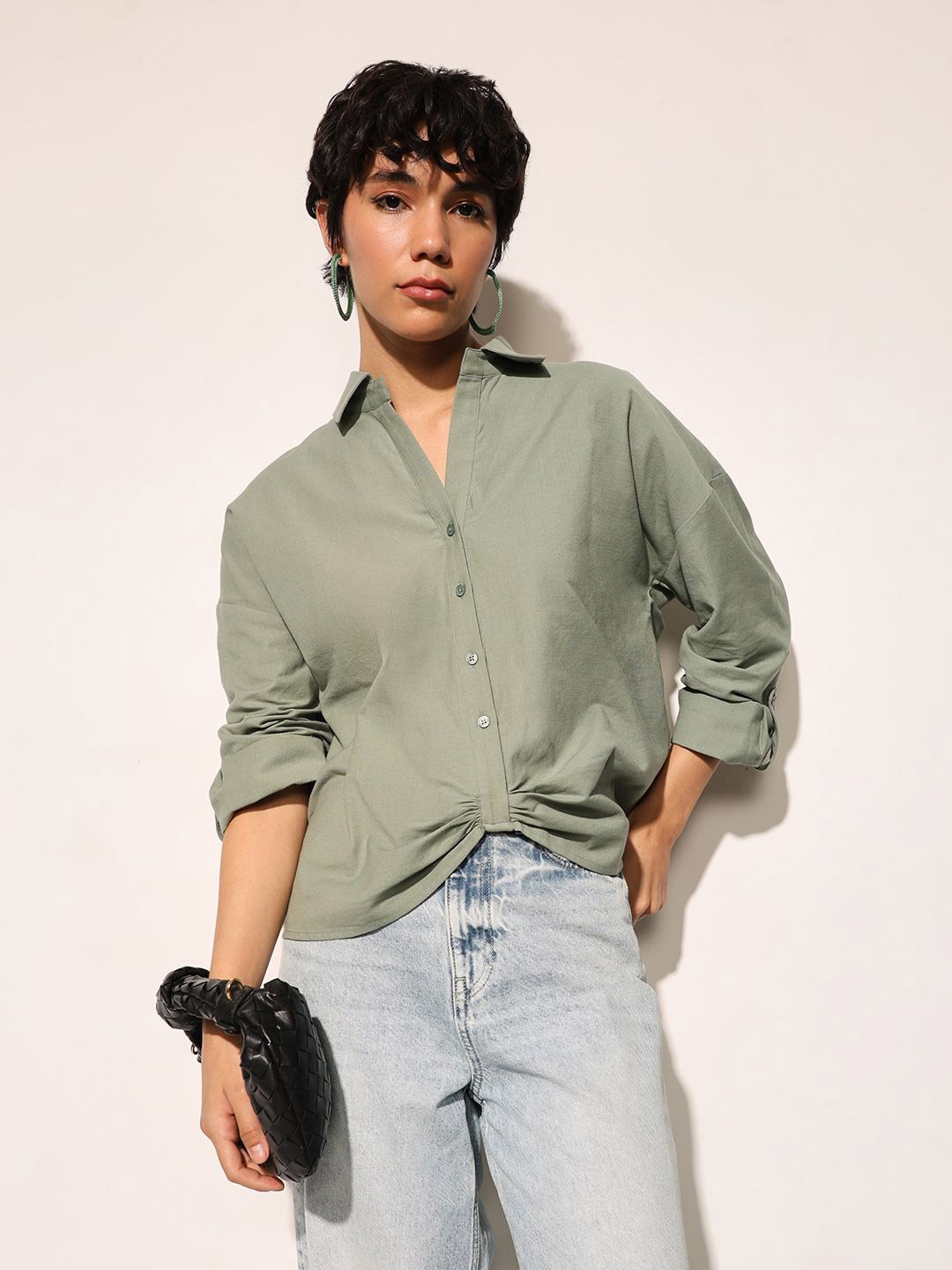 

ONLY Women Opaque Casual Shirt, Green