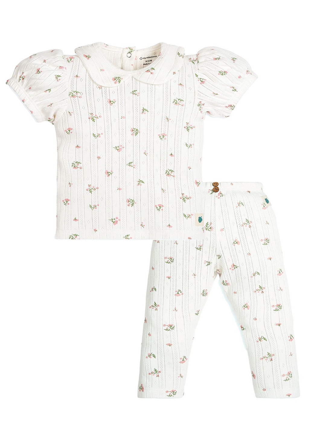 

My Milestones Girls Printed T-shirt with Leggings, Off white