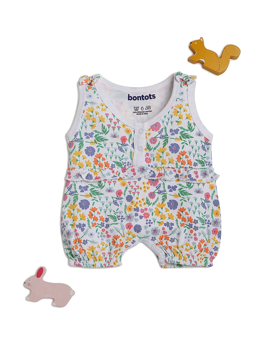 

BONTOTS Infant Boys Printed Pure Cotton Soft & Rash-Free Romper, White