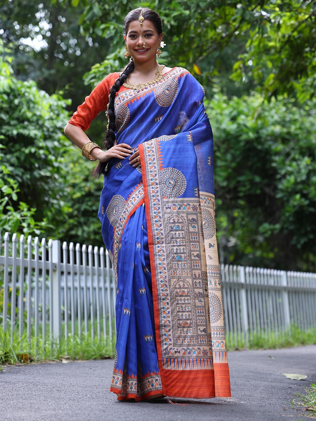 

Divyadham Textiles Woven Design Zari Pure Silk Handloom Banarasi Saree, Blue