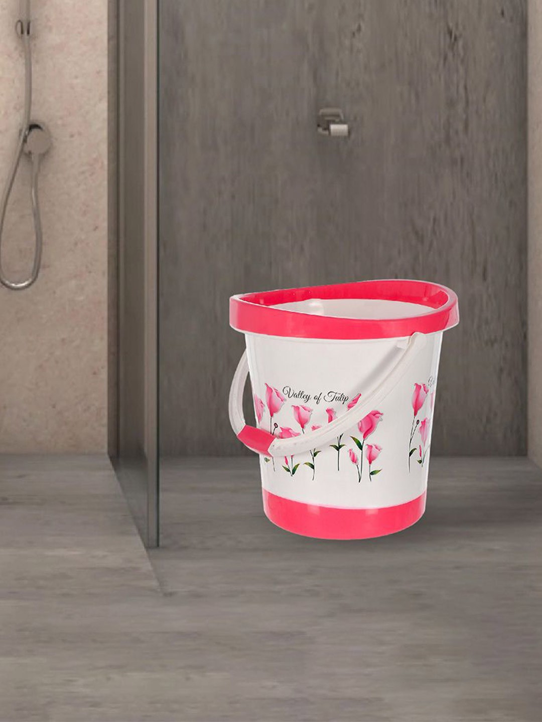

Kuber Industries Pink & White Solid Plastic Bath Accessories Set
