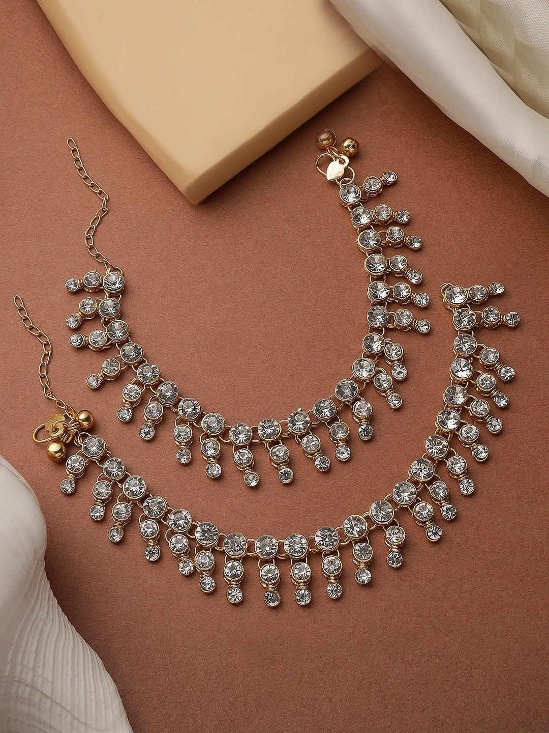 

ANIKAS CREATION Gold-Plated Kundan Anklet