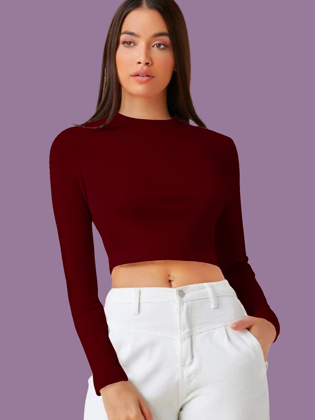 

Dream Beauty Fashion Women Fitted Crop Top, Maroon