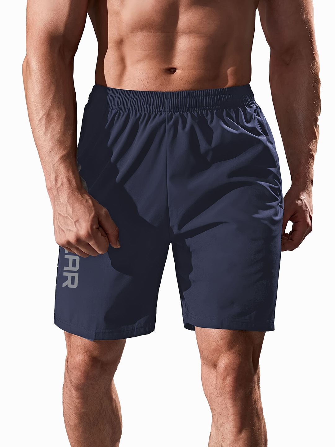 

3Colors Men Low-Rise Running Sports Shorts, Navy blue