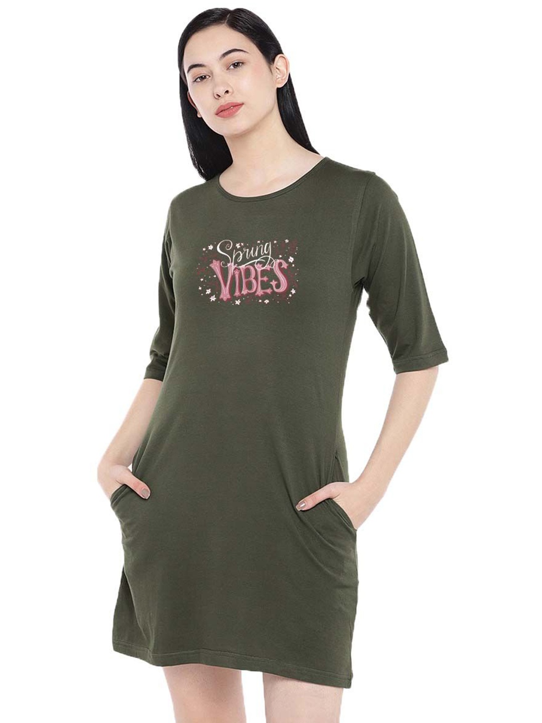 

Moda Rapido Print T-shirt Dress, Green