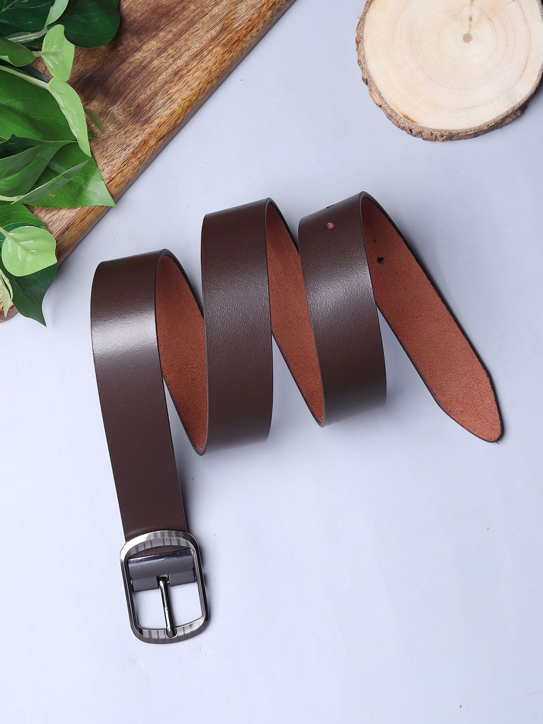 

USL Men Leather Formal Belt, Brown