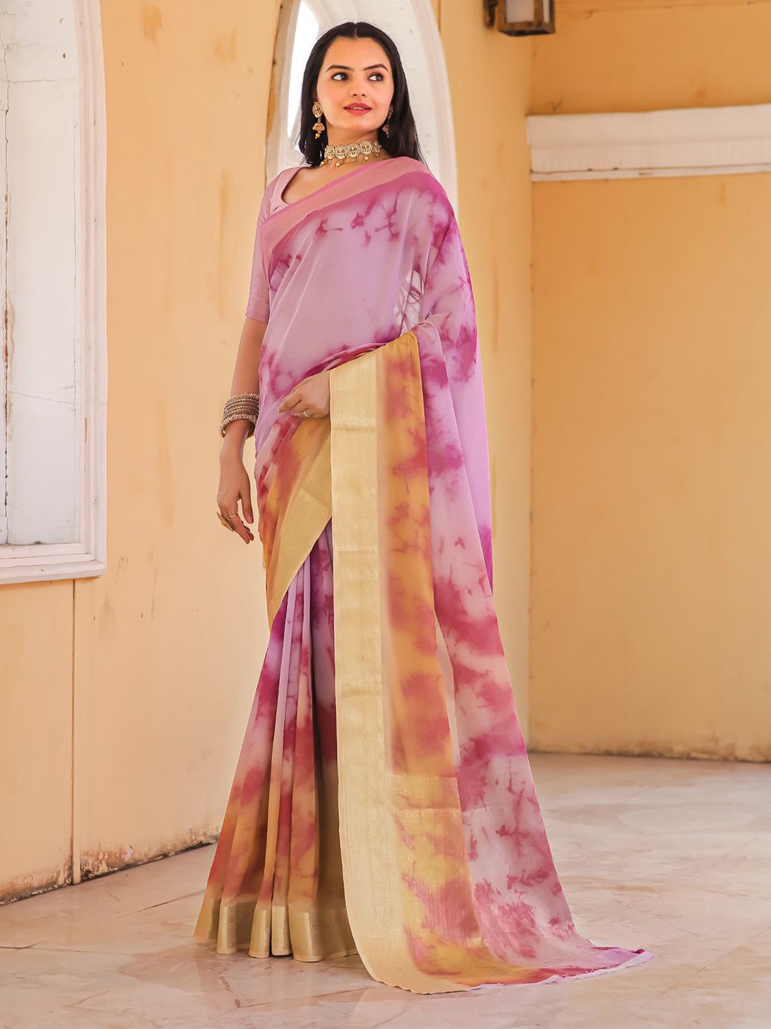 

DEVATITHI Pure Georgette Saree, Purple