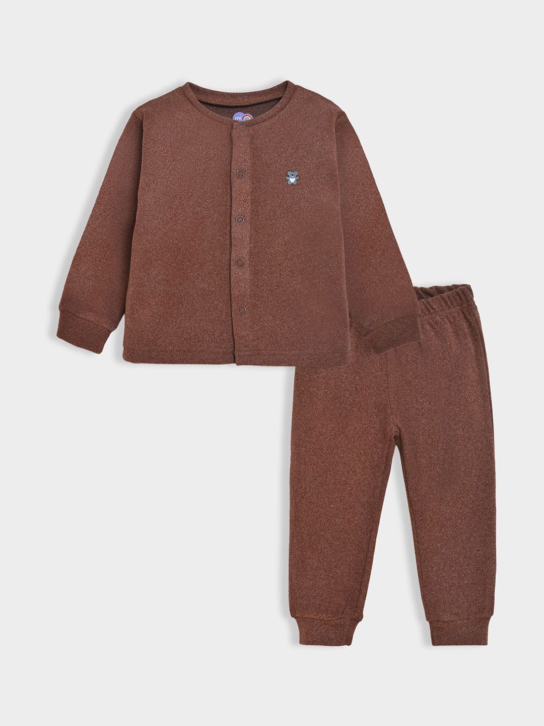 

MiArcus Round Neck Thermal Top & Pajama Set, Brown