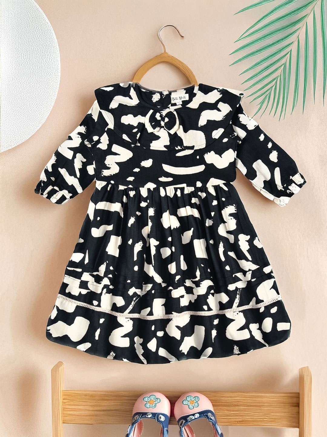 

Bella Moda Print Fit & Flare Dress, Black