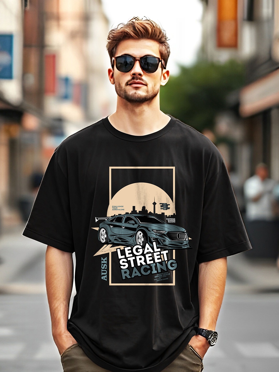 

AUSK Men Printed Pockets T-shirt, Black