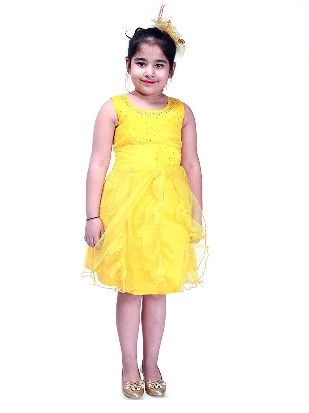 Wow Princess Net A-Line Dress, Yellow