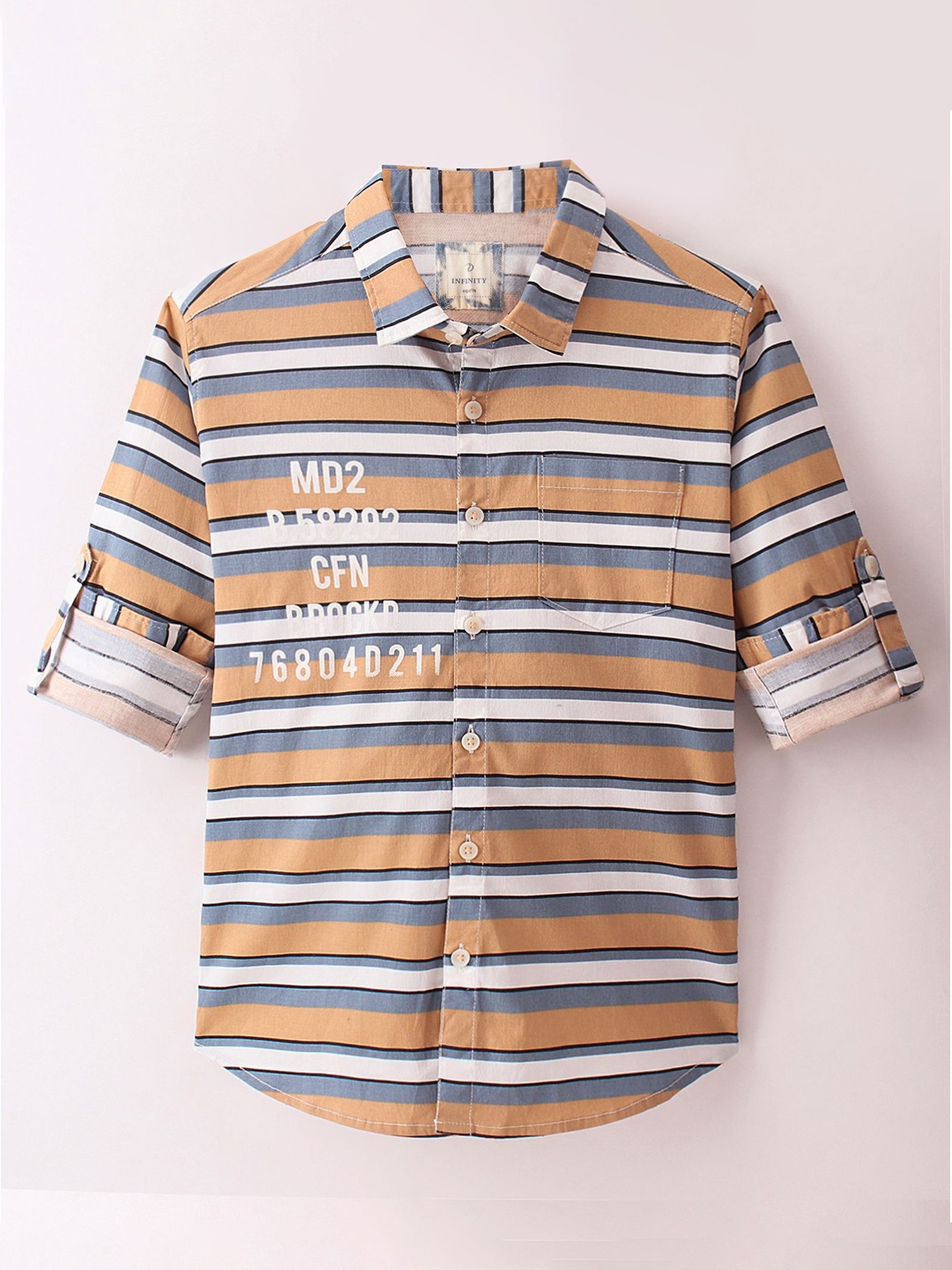 

Infinity Boys Horizontal Stripes Opaque Striped Casual Shirt, Mustard