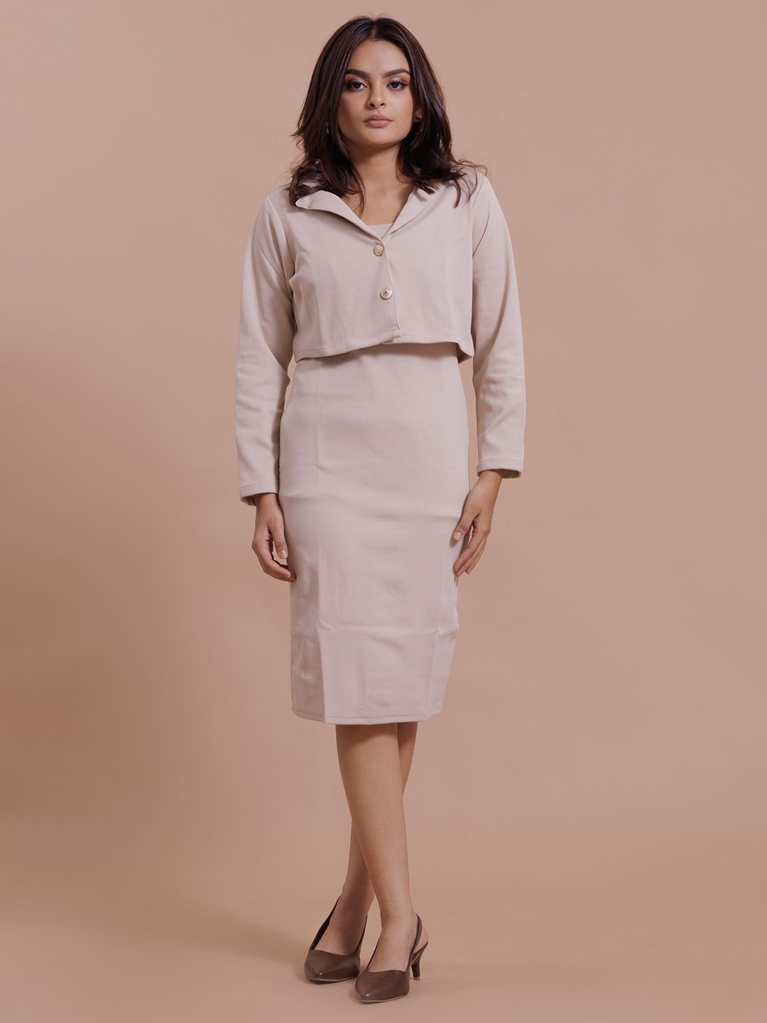 

SHINISHA Blouson Midi Dress, Cream