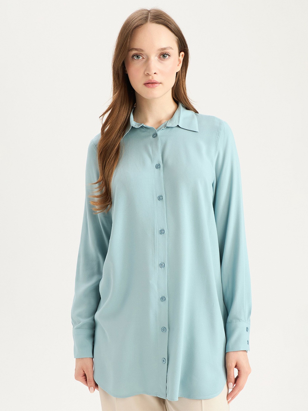 

DeFacto Spread Collar Casual Shirt, Blue