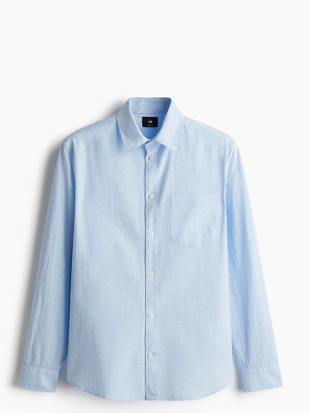 

H&M Regular Fit Linen-Blend Shirt, Blue
