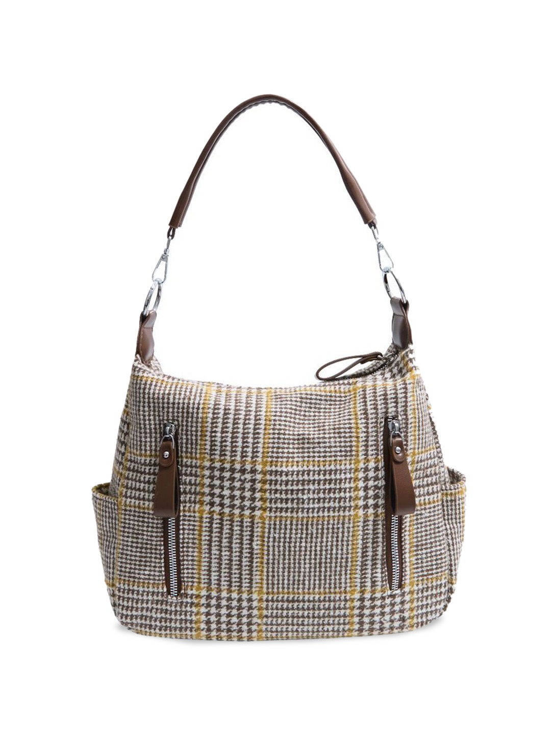 

StyleCast x Revolte Checked Bucket Shoulder Bag, Brown