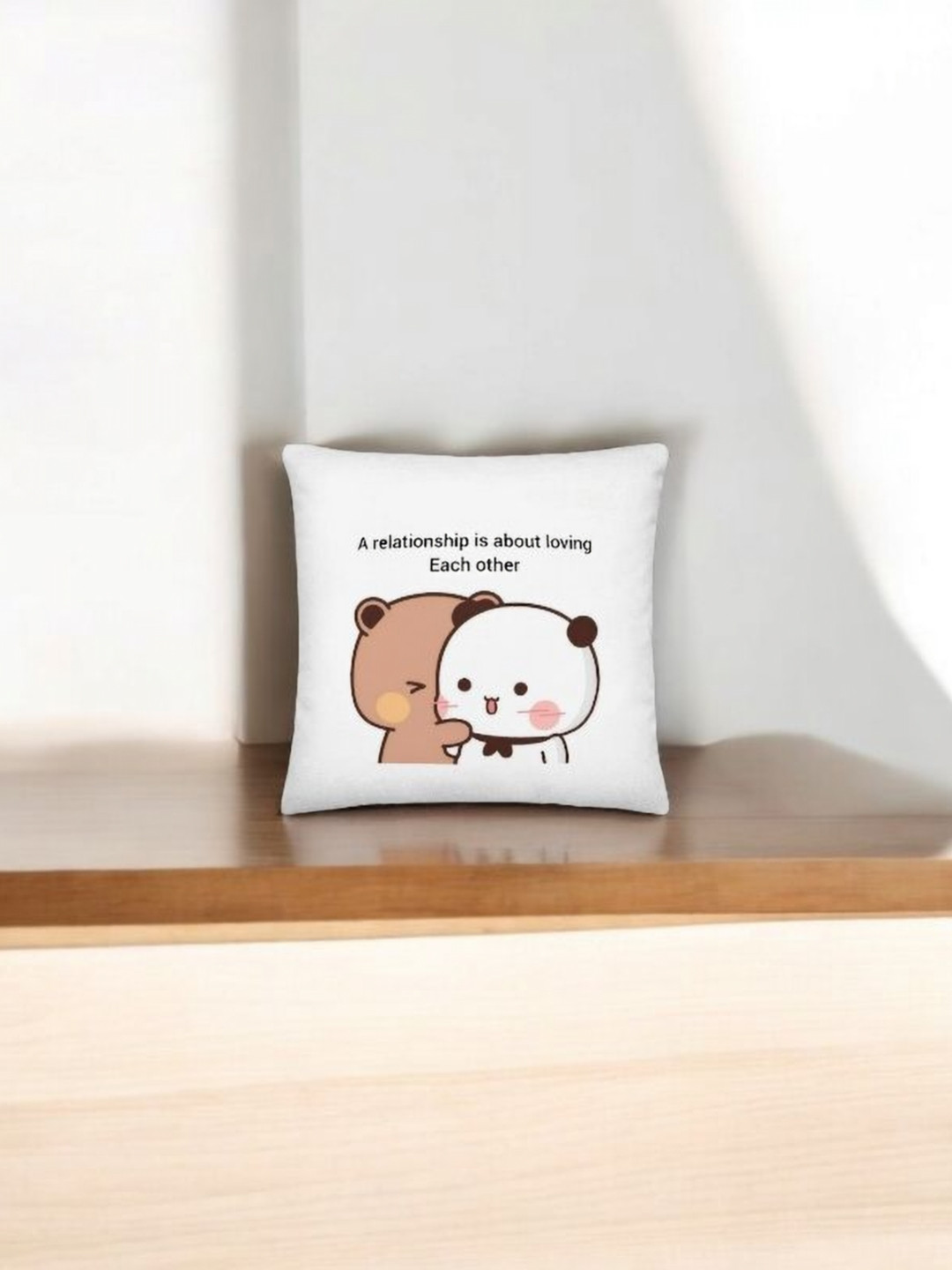 

Anikmart White & Brown Printed Square Shaped Pre-Filled Cushion