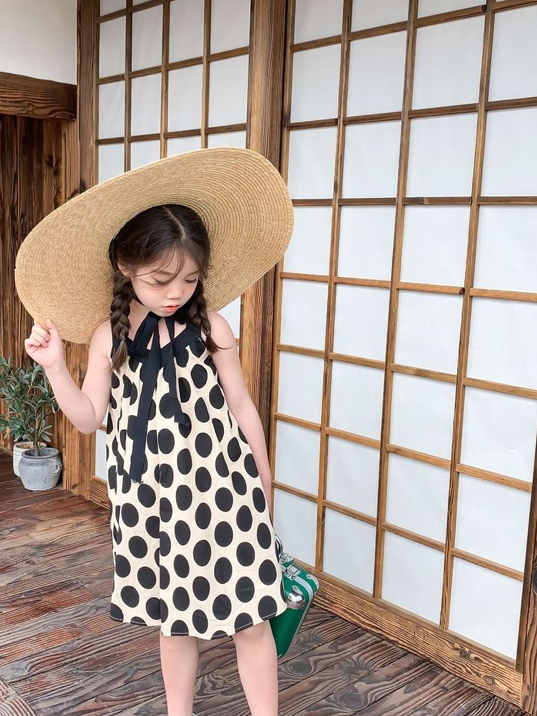 

LULU & SKY Polka Dot Print A-Line Dress, Black