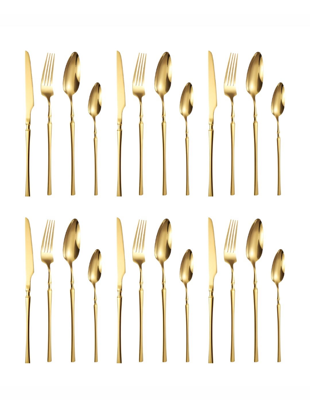 

YELONA 24-Piece Korean Vintage Style Aurum Gold Flatware Cutlery Set