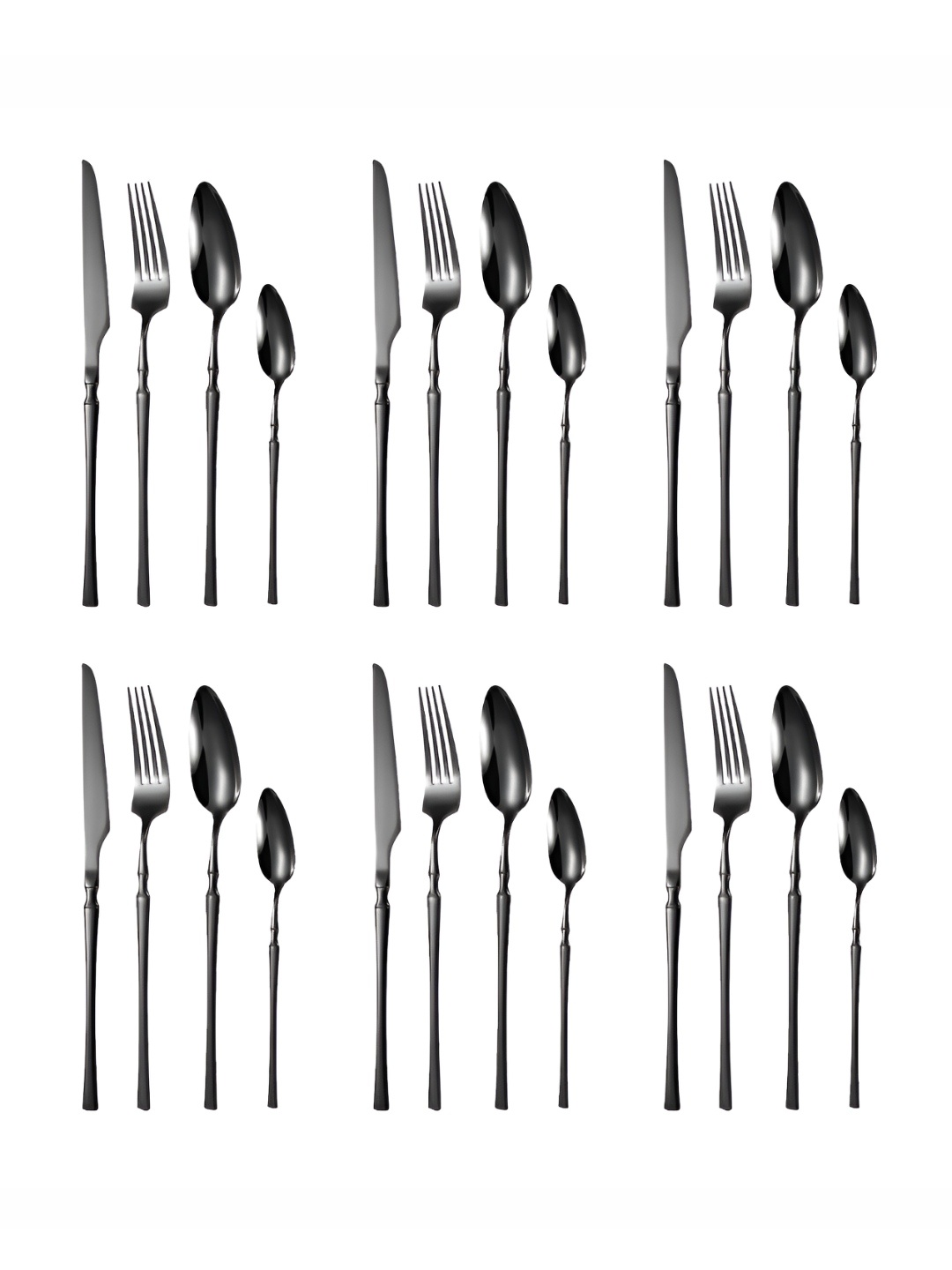 

YELONA 24-Piece Korean Vintage Style Matte Black Flatware Cutlery Set