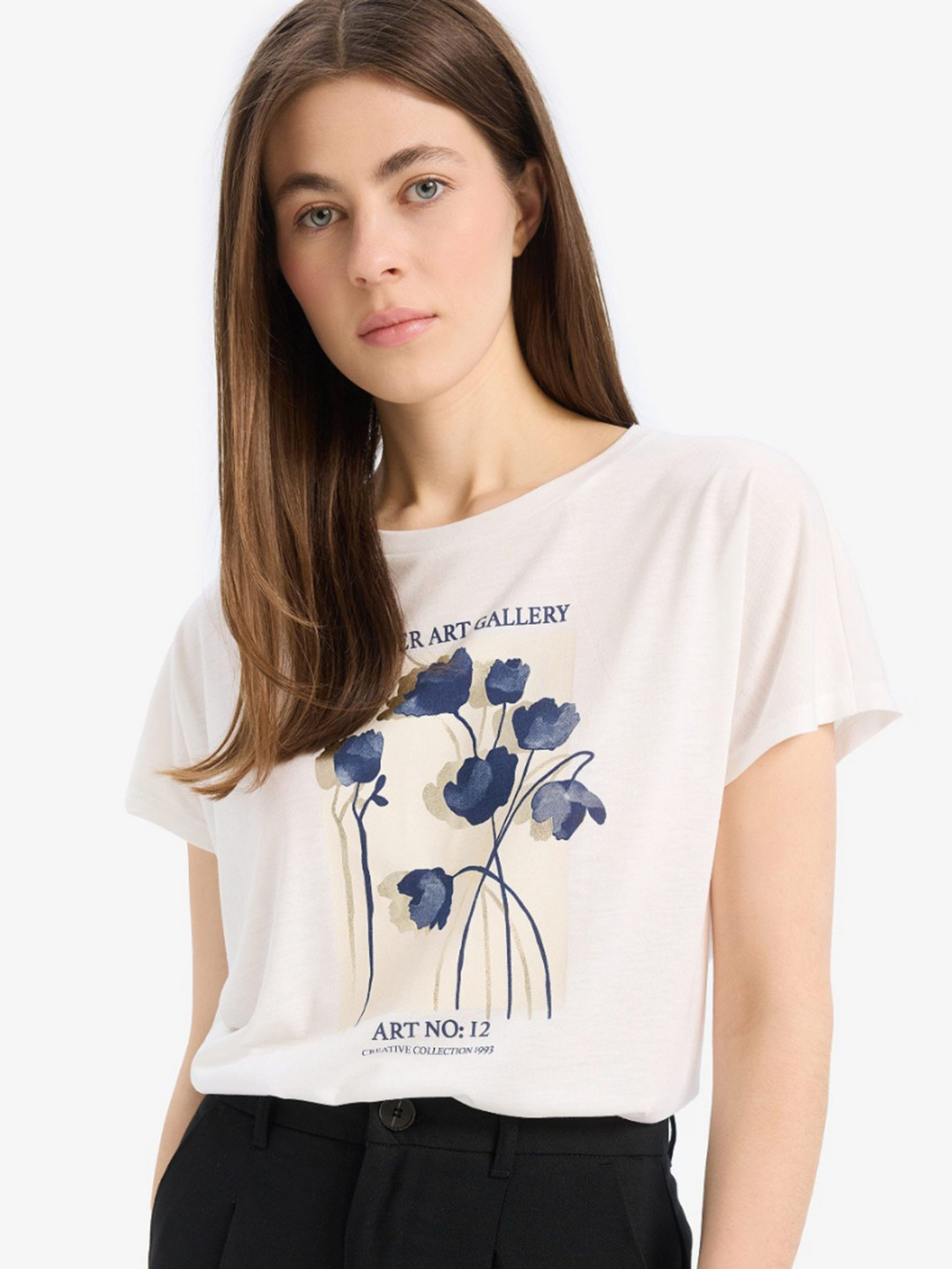 

DeFacto Women Printed Extended Sleeves T-shirt, Na