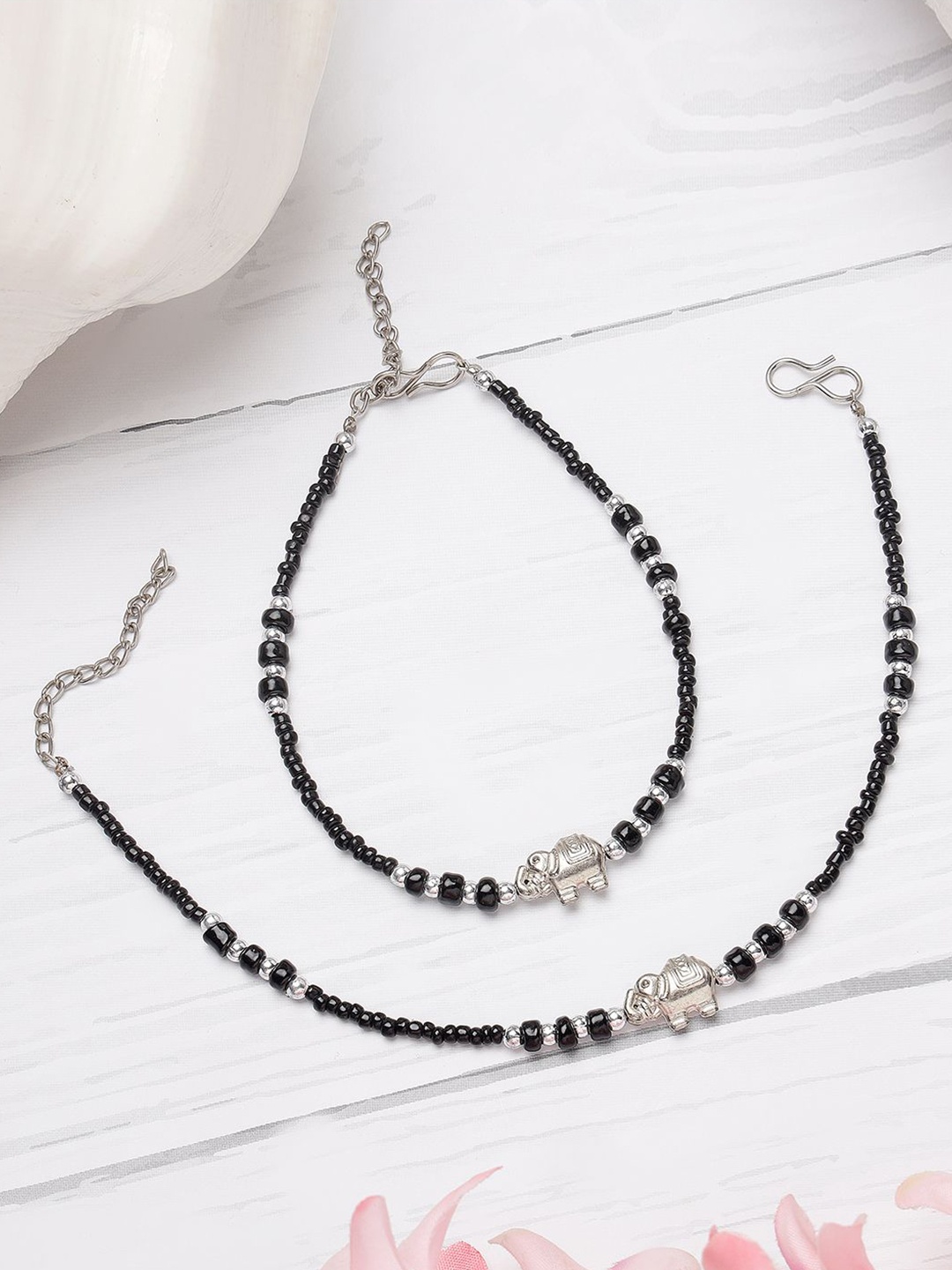 

ANIKAS CREATION Silver-Plated Artificial Beads Anklet