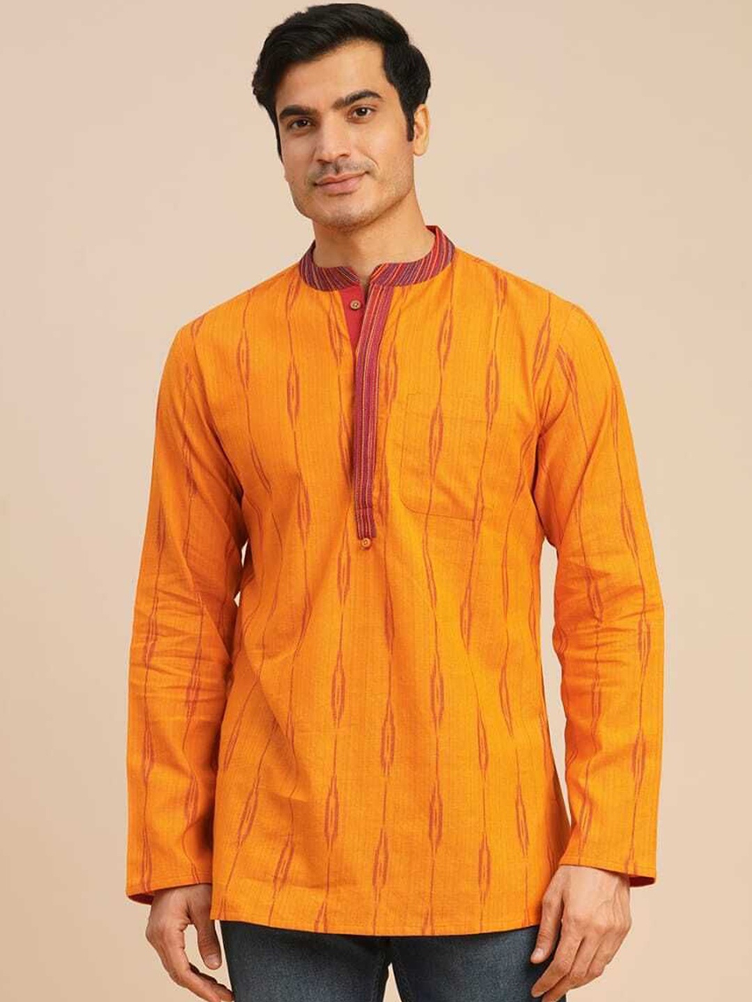 

Arch element Men Mirror Work Kurta, Yellow