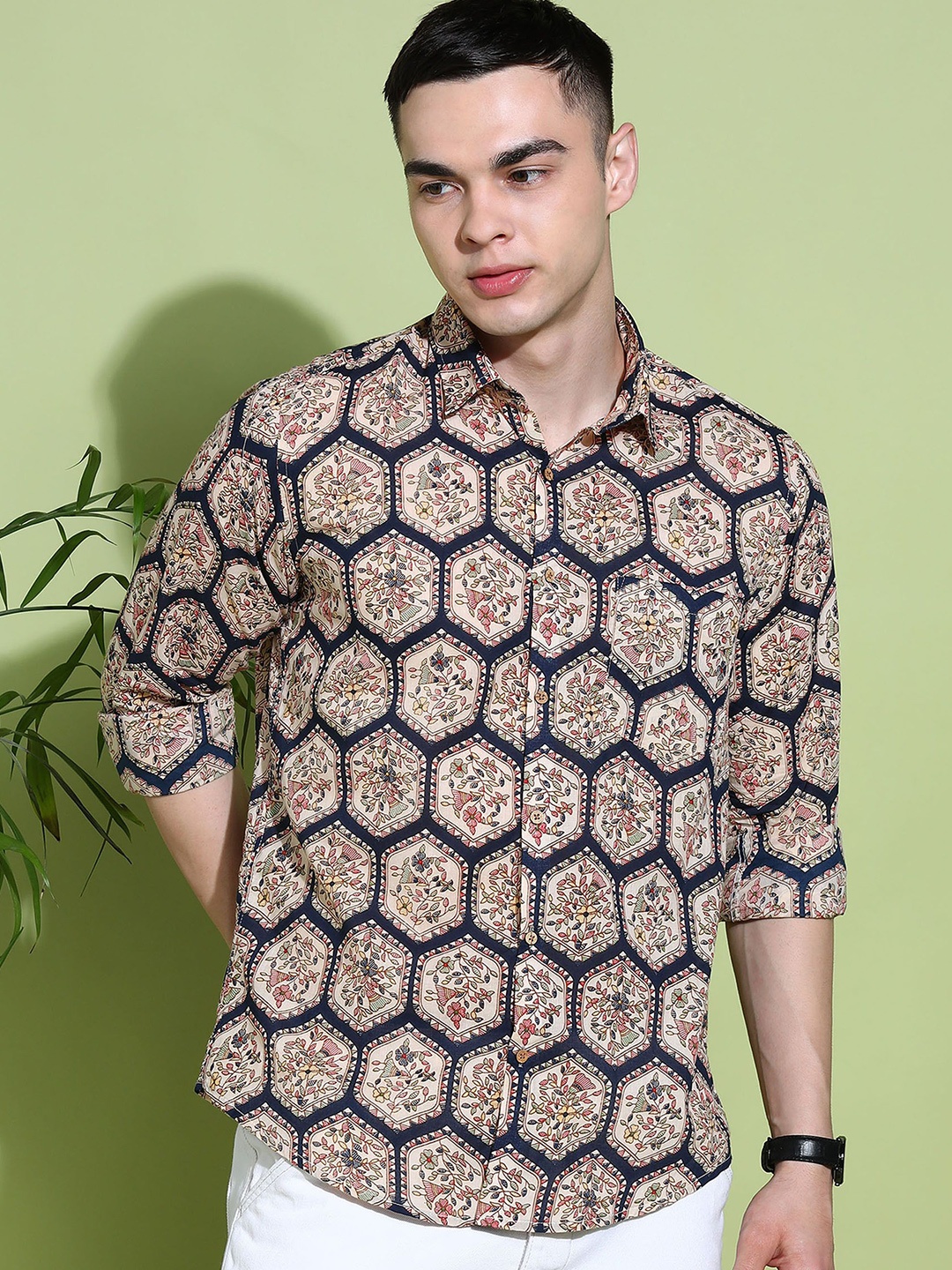 

Anouk Men Slim Fit Opaque Printed Casual Shirt, Multi