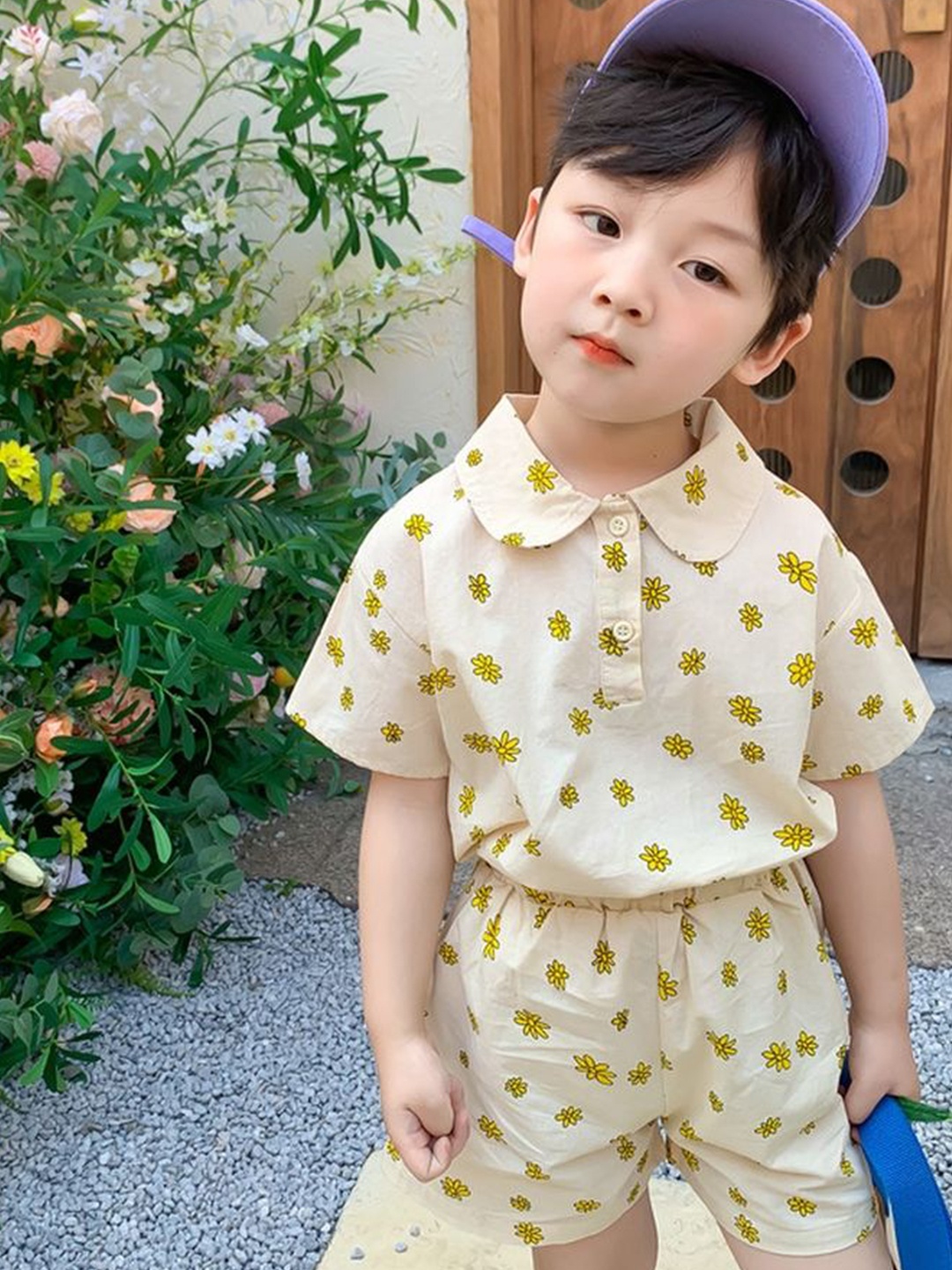 

LULU & SKY Boys Printed Top with Shorts, White