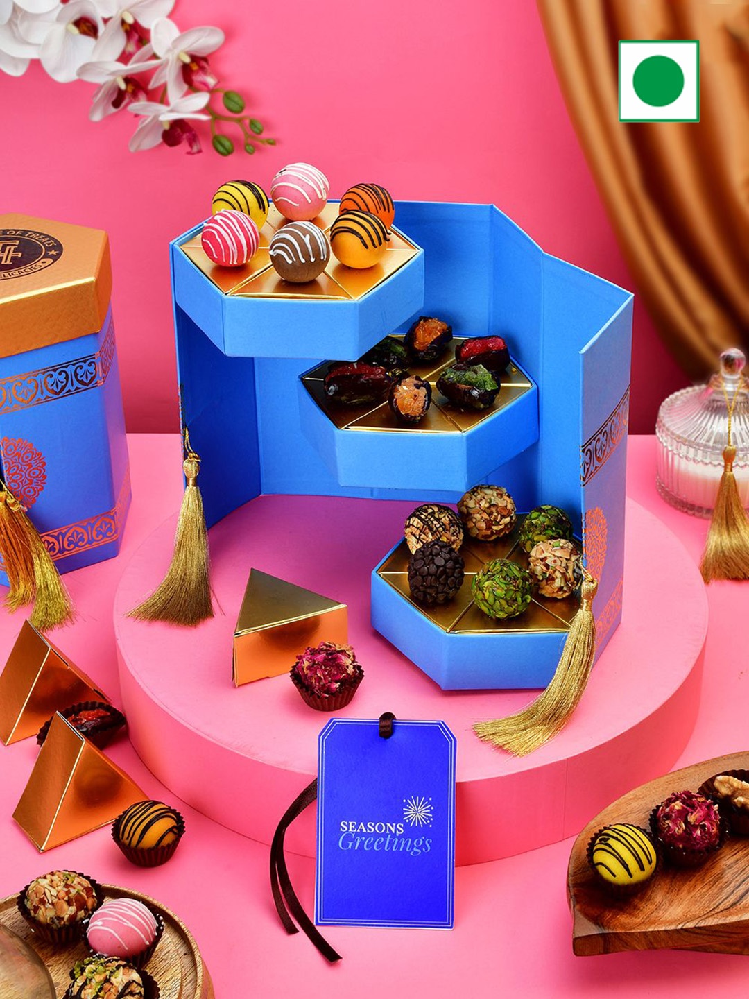 

RawFruit Marzipan Balls & Candy Dates Assorted Gifts, Blue