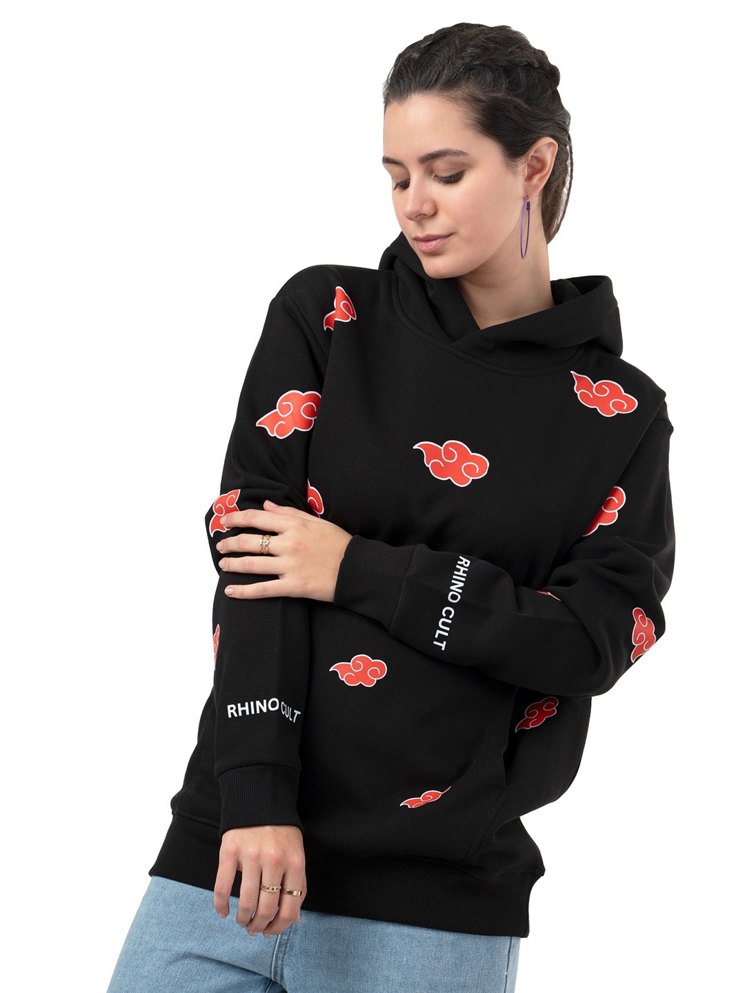 

RHINO CULT Women Printed Sweatshirt, Black