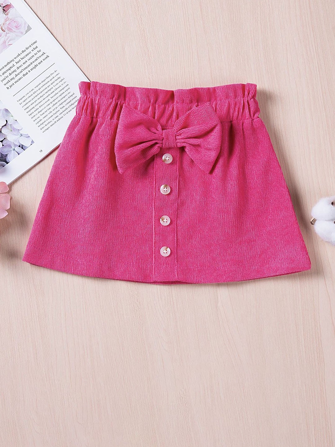 

LULU & SKY Girls Bow Applique A-Line Mini Skirt, Rose