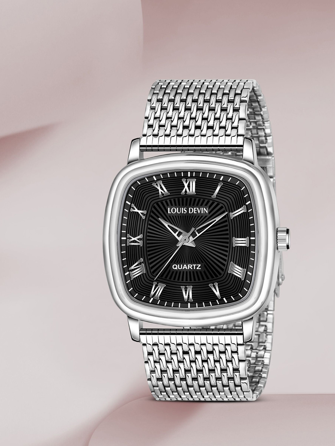 

LOUIS DEVIN Men Brass Embellished Dial & Stainless Steel Bracelet Style Straps Analogue Watch, Silver